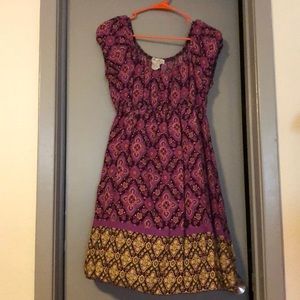 Purple & tan, patterned sun dress